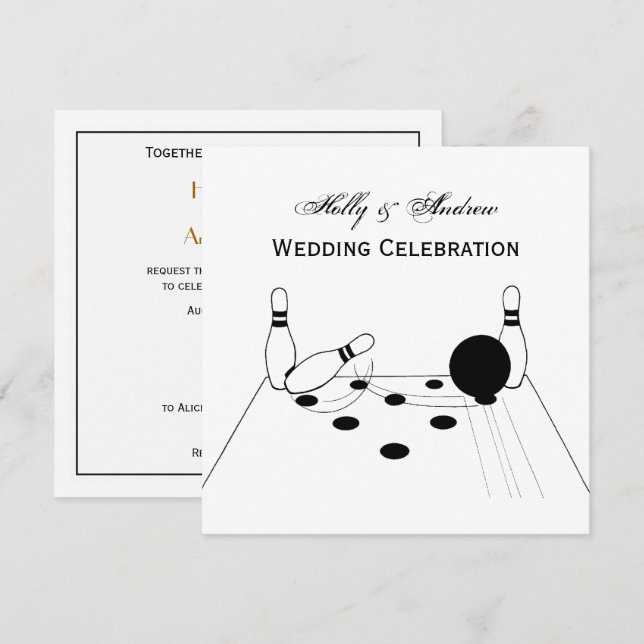 Invitation boule de bowling et quilles de sport (Devant / Derrière)