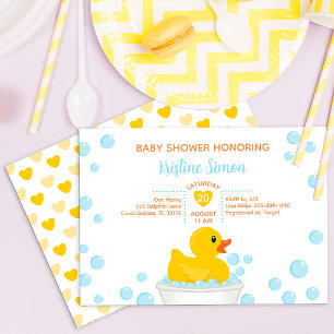 Invitation Boule de canard en caoutchouc Bain Rub Un Dub Baby