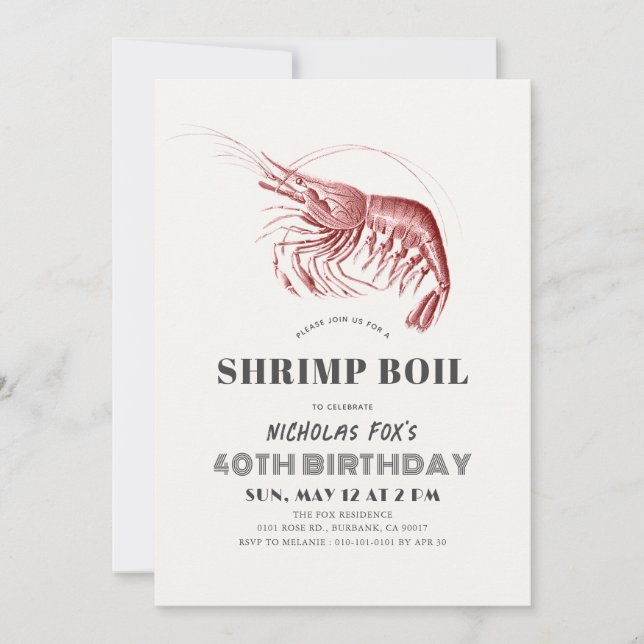 Invitation Boule de crevettes classique Anniversaire (Devant)