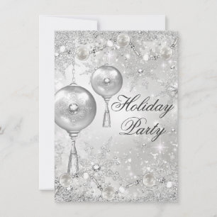 Invitation Boule de cristal et flocons de neige Fête de Noël