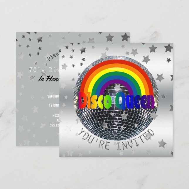 Invitation Boule de disco de la fête d'anniversaire de danse (Devant / Derrière)