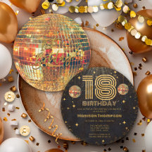 Boule de disco Or Noir Anniversaire 18 ans Fête