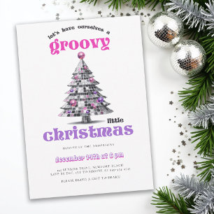 Invitation Boule de Disco pour un Petit Noël Groovy Fête de N
