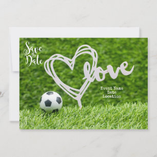 Invitation Boule de football avec amour pour le mariage enreg