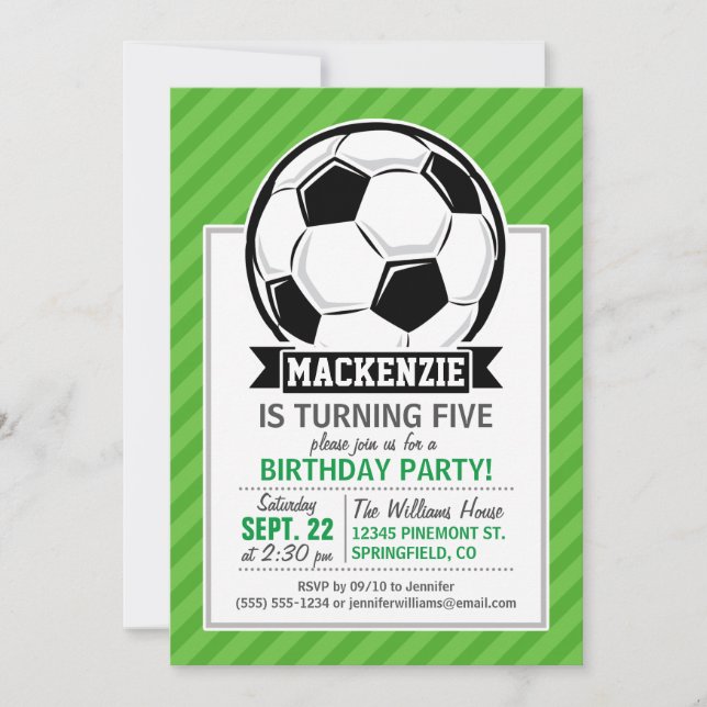 Invitation Boule De Football; Bandes Vertes (Devant)