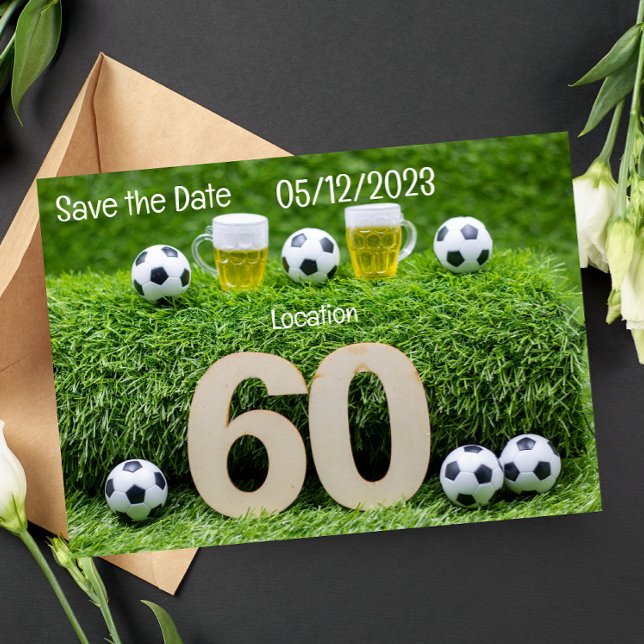 Invitation Boule de football Sauvez la date 60e anniversaire (Créateur téléchargé)