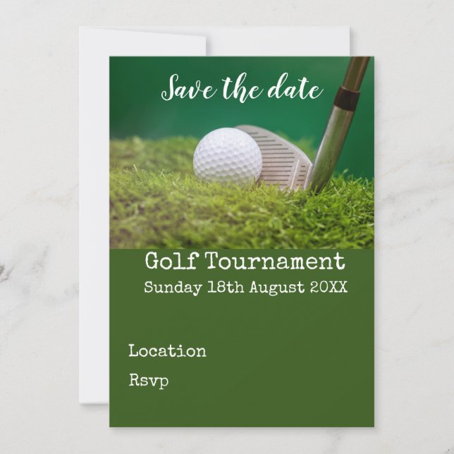 Invitation Boule de golf avec club de golf sur vert enregistr (Devant)