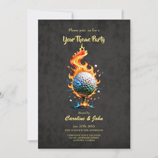 Invitation Boule de golf blanche (Devant)