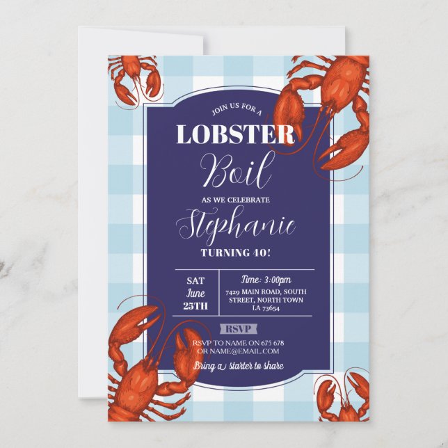 Invitation Boule de homard Fête d'anniversaire Marine Fruits  (Devant)