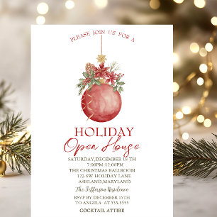 Invitation Boule de Noël aquarelle Fête de fin d'année Maison