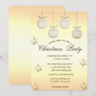 Invitation Boule de Noël dorée Soirée d'entreprise de Noël