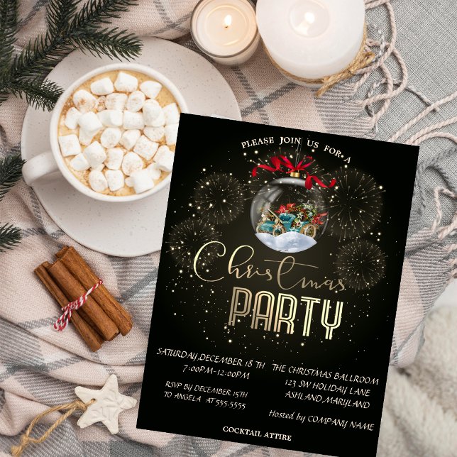 Invitation Boule de Noël, Feux d'artifice Compagnie de Noël (Créateur téléchargé)