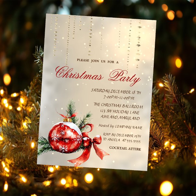 Invitation Boule de Noël Rouge, Fête de la Botte (Créateur téléchargé)