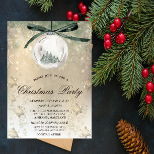 Invitation Boule de Noël, Sapins, Flocon de neige de Noël