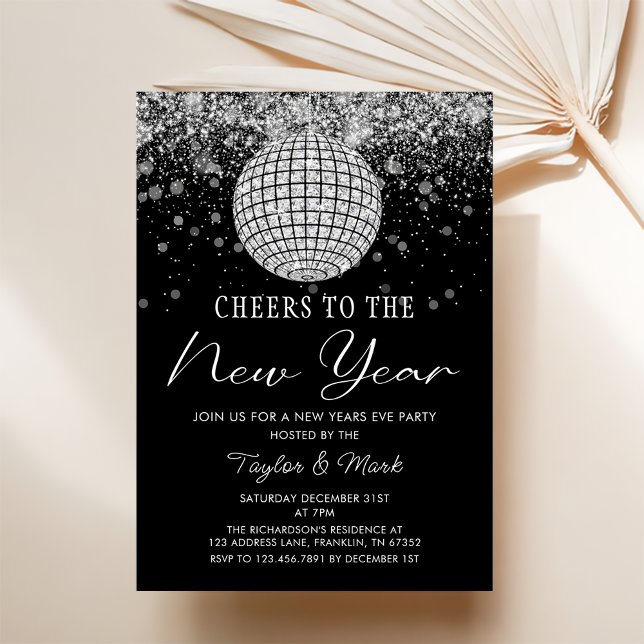 Invitation Boule Disco Argent Soirée Soirée de Nouvel An (Créateur téléchargé)