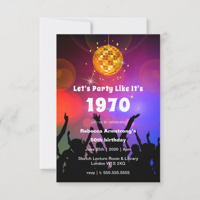 Invitation Boule Disco| Faisons la fête comme ça| Anniversair (Devant)