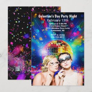 Invitation Boule Disco Fête des Galentines Soirée Filles