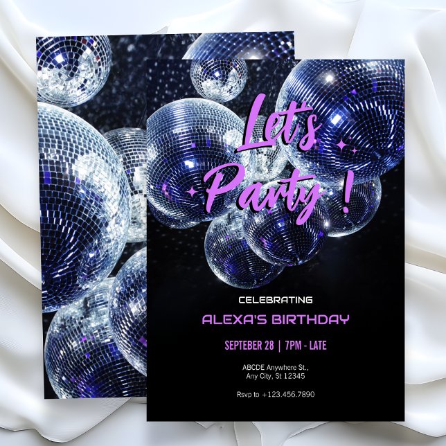 Invitation Boule disco Let's Party  (Créateur téléchargé)