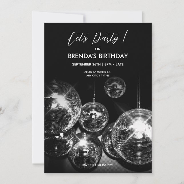 Invitation Boule disco Lumières Faisons la fête  (Devant)