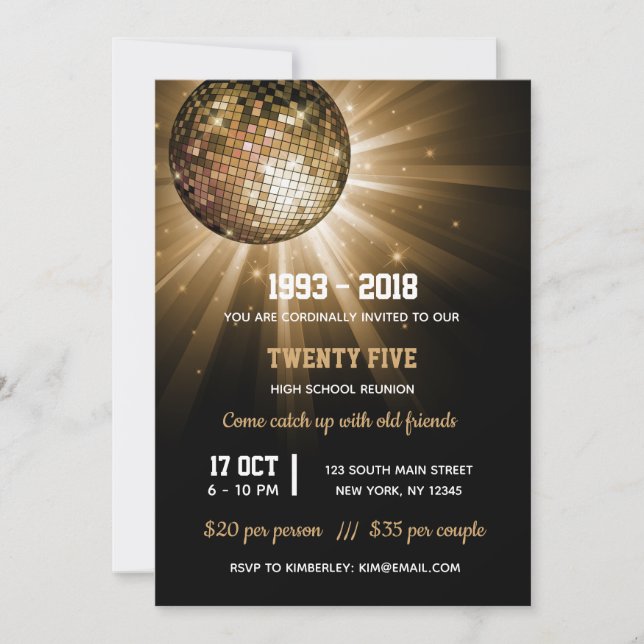 Invitation Boule disco or (Devant)
