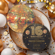 Boule disco Or Noir Anniversaire 16 ans Fête