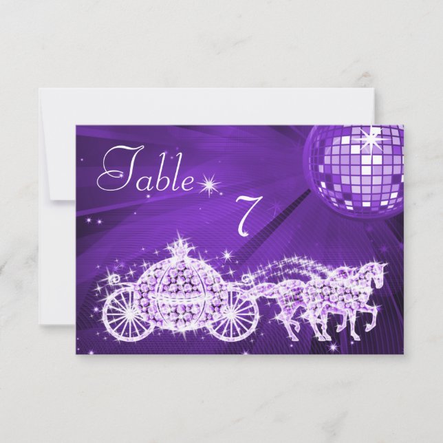 Invitation Boule Disco, Princesse Coach & Chevaux Double Côté (Devant)