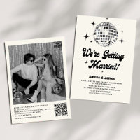 Boule Disco Rétro Mariage Code QR Noir Blanc