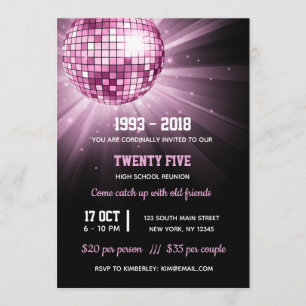 Invitation Boule Disco rose