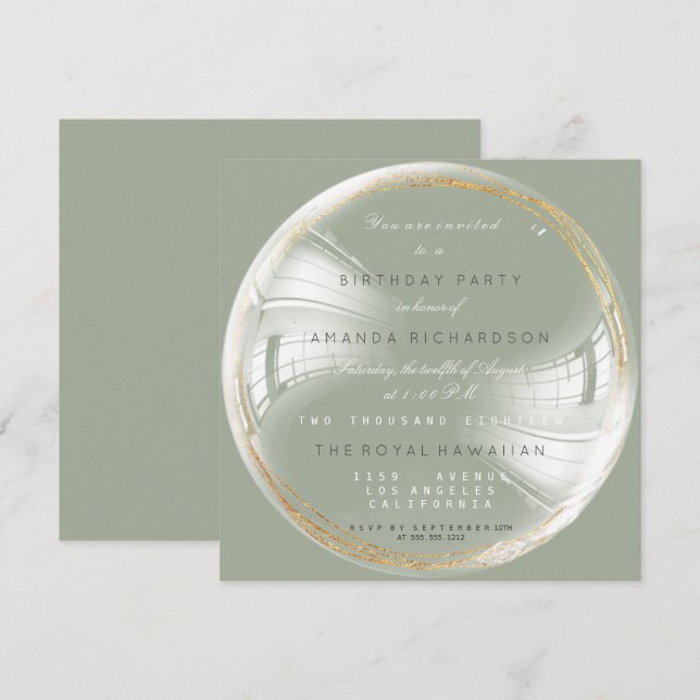 Invitation Boule Golden Circle Anniversaire Bachelorette (Devant / Derrière)