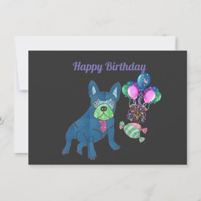Invitation Bouledogue français Anniversaire French Bulldog (Devant)