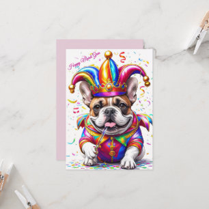 Invitation Bouledogue français Carnaval French Bulldog