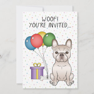 Invitation Bouledogue français crème Anniversaire de chien de