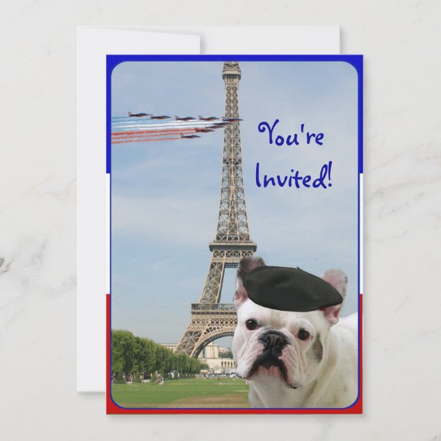 Invitation Bouledogue français d'invitation de partie de jour (Devant)