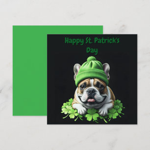 Invitation Bouledogue français Saint-Patrick Chance de trèfle