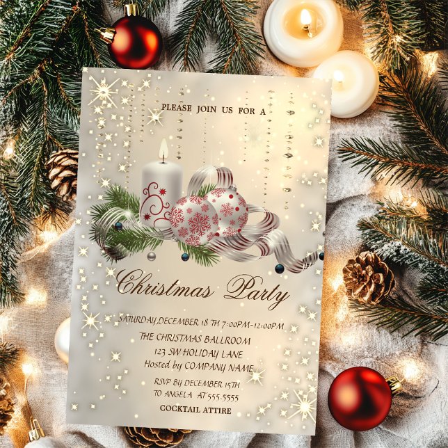 Invitation Boules Confetti Étincelle Fête de Noël (Créateur téléchargé)