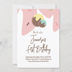 Invitation Boules de cake pop glaçage pour une première année