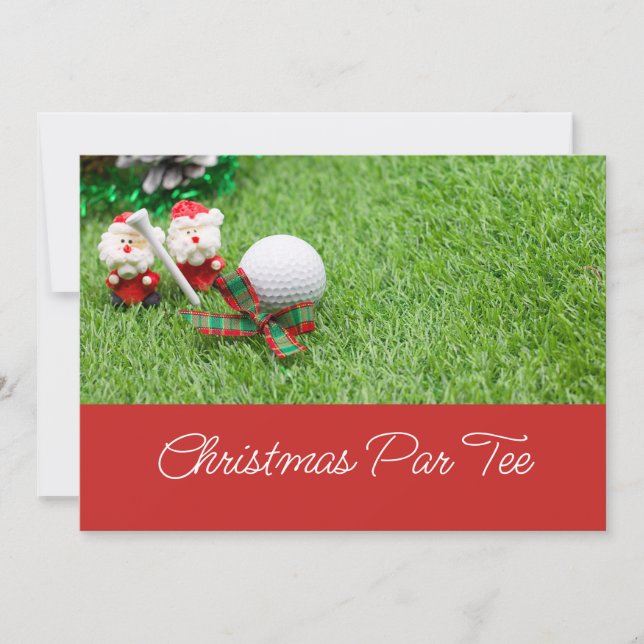 Invitation Boules de golf avec cadeau de Noël sur l'herbe ver (Devant)