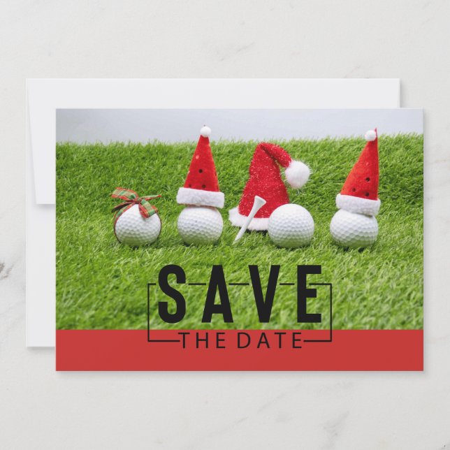 Invitation Boules de golf avec chapeaux de Père Noël (Devant)