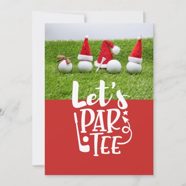 Invitation Boules de golf avec chapeaux de Père Noël Invitati (Devant)