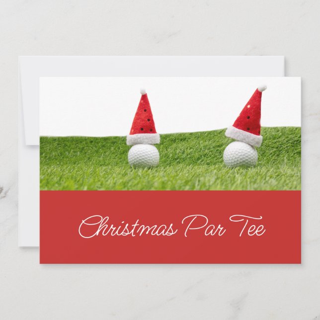 Invitation Boules de golf avec chapeaux de Père Noël Invitati (Devant)