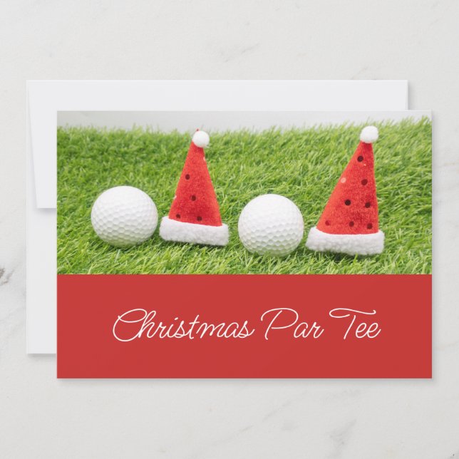 Invitation Boules de golf avec chapeaux de Père Noël Invitati (Devant)