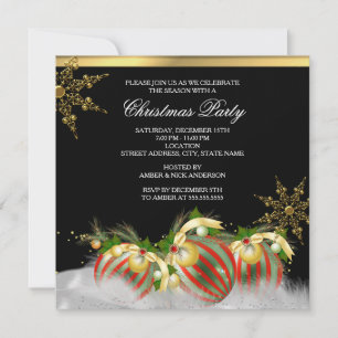 Invitation Boules de houx argentées rouges Ornements de Noël 