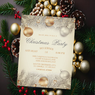 Invitation Boules de Noël, Branches de Lumières de Noël Entre