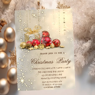 Invitation Boules de Noël Cadeaux de fête de Noël en or