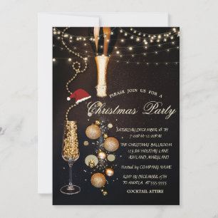 Invitation Boules de Noël Champagne Lumières Compagnie Fête