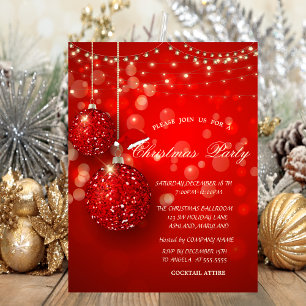Invitation Boules de Noël Champagne Lumières Fête d'entrepris