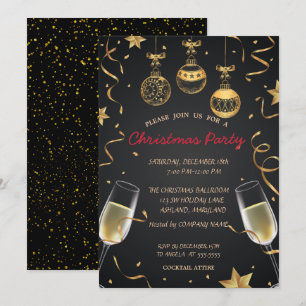 Invitation Boules de Noël, Confetti Fête de Noël
