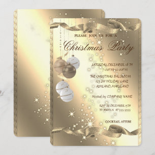 Invitation Boules de Noël élégantes, Étincelles, Fête de Noël