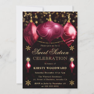 Invitation Boules de Noël en Agate de Bourgogne pour Sweet 16