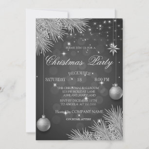 Invitation Boules de Noël en Argent Branches Compagnie de Noë